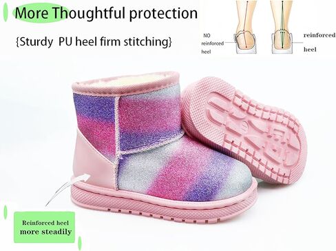 Sugmzox Girl's Boots Kids Glitter Snow Boots Durability Slip Resistant Outdoor Ankle Boots(Toddler/Little Kids) in Kuwait