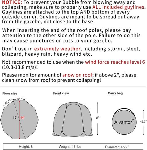 Alvantor Pop Up Bubble Tent - Large Oversize Weather Proof Pod - Cold Protection Camping Tent - Winter Tent Beige in Kuwait