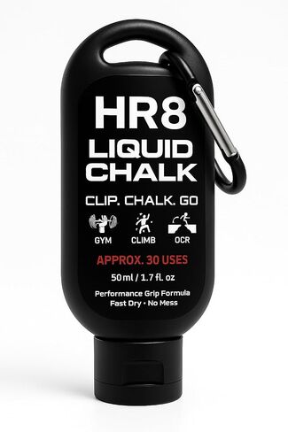 HR8 Liquid Chalk 50ml with Carabiner | Fast-Drying, Mess-Free Grip for Gym, Weightlifting & Climbing (Up to 30 Uses) in Saudi Arabia