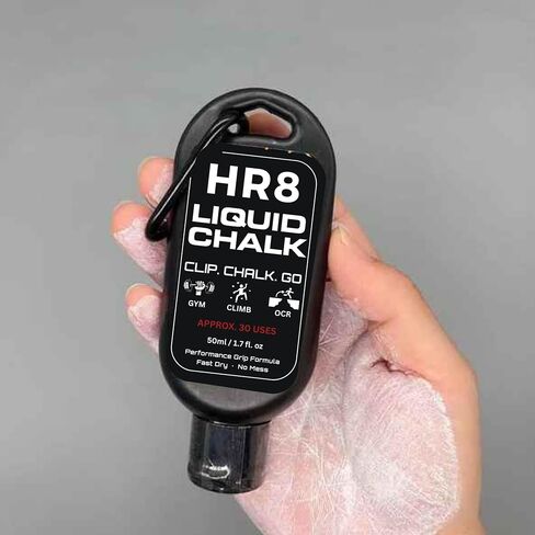 HR8 Liquid Chalk 50ml with Carabiner | Fast-Drying, Mess-Free Grip for Gym, Weightlifting & Climbing (Up to 30 Uses) in Saudi Arabia