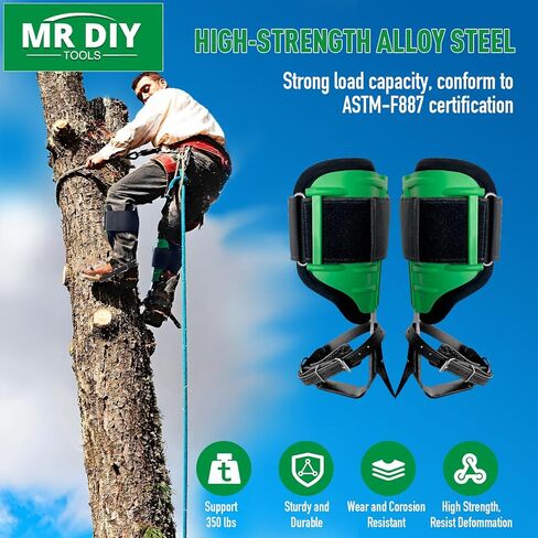Tree Climbing Spikes Set, Alloy Steel Climbing Spurs, 350lbs Load Capacity, Green, Classic Style, Ideal for Climbers, Fruit Picking & Lumberjack in Kuwait