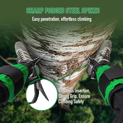 Tree Climbing Spikes Set, Alloy Steel Climbing Spurs, 350lbs Load Capacity, Green, Classic Style, Ideal for Climbers, Fruit Picking & Lumberjack in Kuwait