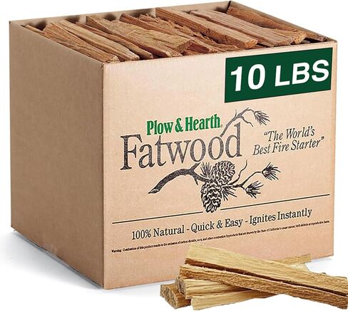 Plow & Hearth 40 LB Fatwood Fire Starter, Organic Kindling Sticks, Non Toxic All Natural Firestarters for Wood Stoves Fireplaces Campfires Fire Pits, Easy Ignition Fat Wood in Kuwait