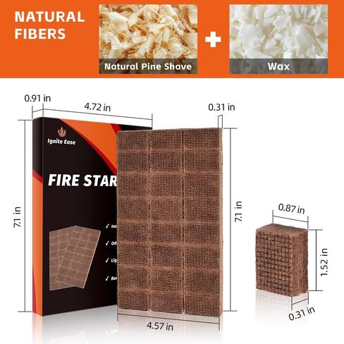 48 Pack Fire Starter Squares - مكعبات مقاومة للماء لشواية الفحم ، التخييم والبقاء على قيد الحياة | الرائحة الخالية من الرائحة ، الصديقة للبيئة لحفرة النار ، شواء ، موقد الخشب in Saudi Arabia
