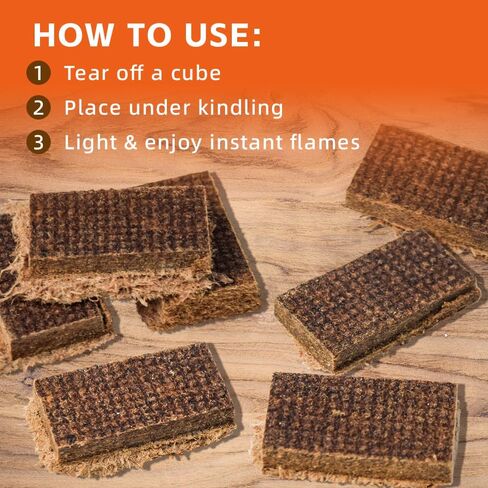 48 Pack Fire Starter Squares - مكعبات مقاومة للماء لشواية الفحم ، التخييم والبقاء على قيد الحياة | الرائحة الخالية من الرائحة ، الصديقة للبيئة لحفرة النار ، شواء ، موقد الخشب in Saudi Arabia