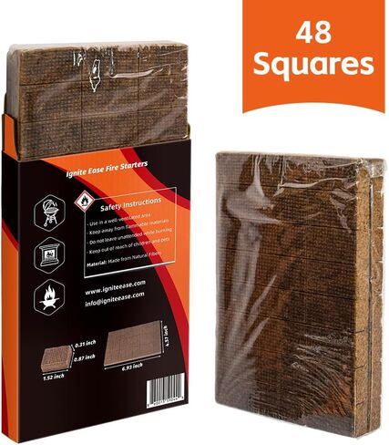 48 Pack Fire Starter Squares - مكعبات مقاومة للماء لشواية الفحم ، التخييم والبقاء على قيد الحياة | الرائحة الخالية من الرائحة ، الصديقة للبيئة لحفرة النار ، شواء ، موقد الخشب in Saudi Arabia