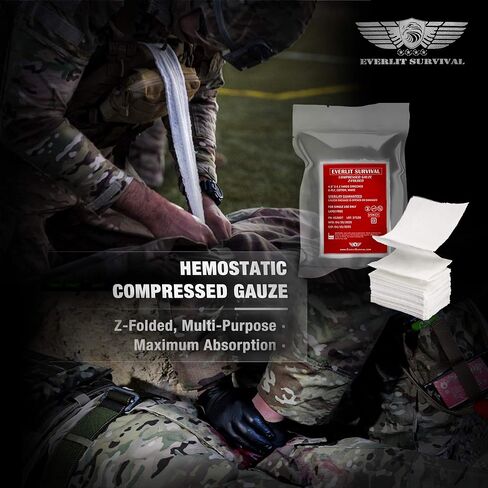 EVERLIT Emergency Trauma Kit, CAT GEN-7 Tourniquet 36" Splint, Military Combat Tactical IFAK for First Aid Response, Critical Wounds, Severe Bleeding Control (Black) in Saudi Arabia
