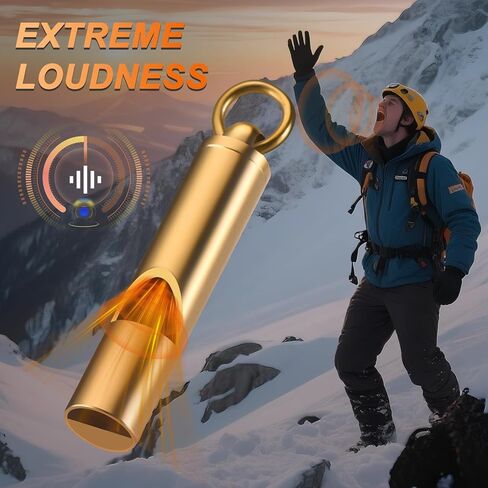 Brass Emergency Whistles 2 Pack with Tangle-Free Lanyard - Pealess Safety Whistle Survival Loud Blast for Kayak Life Vest, Boating, Camping Hiking, Hunting, Adults in Kuwait