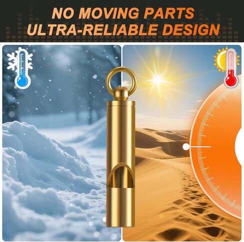 Brass Emergency Whistles 2 Pack with Tangle-Free Lanyard - Pealess Safety Whistle Survival Loud Blast for Kayak Life Vest, Boating, Camping Hiking, Hunting, Adults in Kuwait