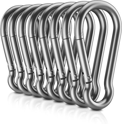 8 PCS مقاطع شديدة التحمل Carabiner ، 【لا صدأ】 1360 رطل 304 من الفولاذ المقاوم للصدأ من الفولاذ المقاوم للصدأ ، 2.36 بوصة مقاطع زنبركية مفتاح الربط 2.36 بوصة صالة الألعاب الرياضية ، مقاوم الحيوانات الأليفة ، التخييم ، السيارات ، المزرعة in Kuwait