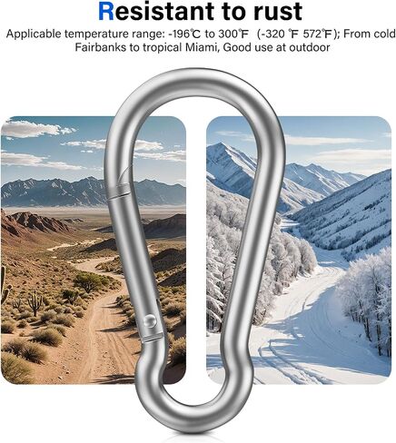 8 PCS مقاطع شديدة التحمل Carabiner ، 【لا صدأ】 1360 رطل 304 من الفولاذ المقاوم للصدأ من الفولاذ المقاوم للصدأ ، 2.36 بوصة مقاطع زنبركية مفتاح الربط 2.36 بوصة صالة الألعاب الرياضية ، مقاوم الحيوانات الأليفة ، التخييم ، السيارات ، المزرعة in Kuwait