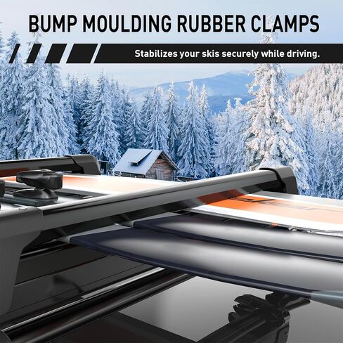 Ski & Snowboard Roof Rack Cross Bars - Car Roof Rack Holds 6 Pairs of Skis or 4 Snowboards, Lockable & Secure Transport, Universal Fit for Most Crossbars in Saudi Arabia