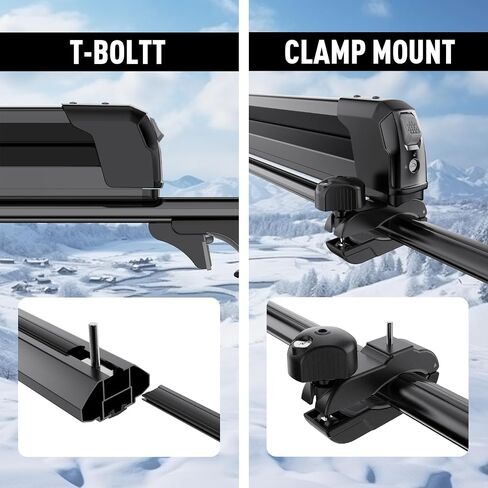 Ski & Snowboard Roof Rack Cross Bars - Car Roof Rack Holds 6 Pairs of Skis or 4 Snowboards, Lockable & Secure Transport, Universal Fit for Most Crossbars in Saudi Arabia