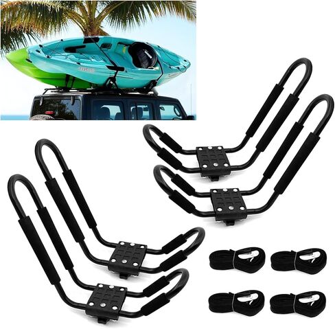 اثنين من أزواج كاياك سقف رف j-bar حامل حامل السيارة أعلى رفوف جبل للسير ، سيارات الدفع الرباعي ، السيارات ، شاحنة ، تزلج على الأمواج ، لرحلة in Kuwait