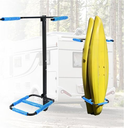 KUAFU RV Hitch Mount Kayak Rack Fits up to 12'' Kayaks Height Adjustable Vertical Standing Kayak Carrier 2'' Hitch Receiver 150LBS for RV Truck SUV in Saudi Arabia
