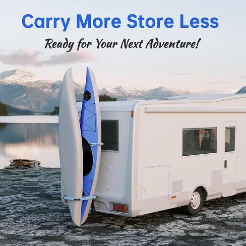 KUAFU RV Hitch Mount Kayak Rack Fits up to 12'' Kayaks Height Adjustable Vertical Standing Kayak Carrier 2'' Hitch Receiver 150LBS for RV Truck SUV in Saudi Arabia
