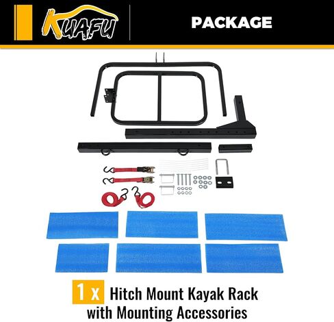 KUAFU RV Hitch Mount Kayak Rack Fits up to 12'' Kayaks Height Adjustable Vertical Standing Kayak Carrier 2'' Hitch Receiver 150LBS for RV Truck SUV in Saudi Arabia