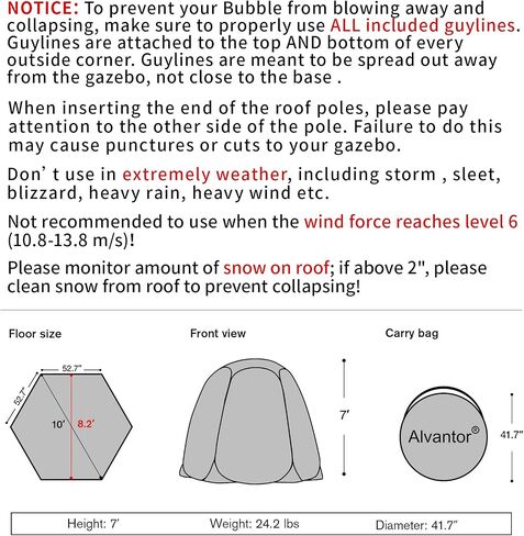 Alvantor Pop Up Bubble Tent - Large Oversize Weather Proof Pod - Cold Protection Camping Tent - Winter Tent Beige in Kuwait