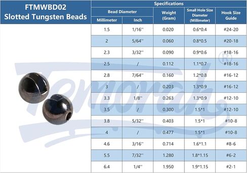 35 Colors 2.0-6.4mm Slotted Tungsten Beads for Fly Tying in Kuwait