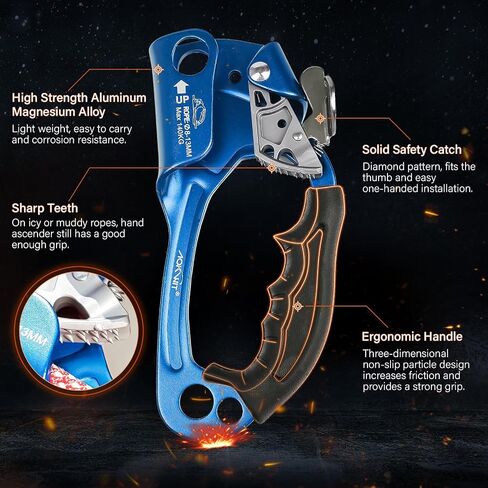 UIAA & CE Certified Rope Ascender Aluminum Alloy Rock Climbing Gear Strong Rigging Rappelling Equipment for Rock Tree Climbing Arborist Rescue Mountaineering Caving in Kuwait