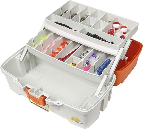 Plano Ready-Set-Fish 3-Tray Tackle Box with Tackle, Aqua Blue/Tan, One Size in Saudi Arabia