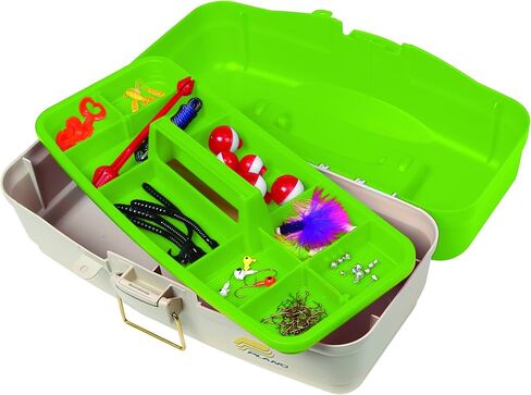 Plano Ready-Set-Fish 3-Tray Tackle Box with Tackle, Aqua Blue/Tan, One Size in Kuwait