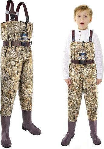 Trudave Chest Waders for Kids with Boots, Waterproof Youth Waiters for Children, Lightweight Waders for Fishing & Hunting in Saudi Arabia