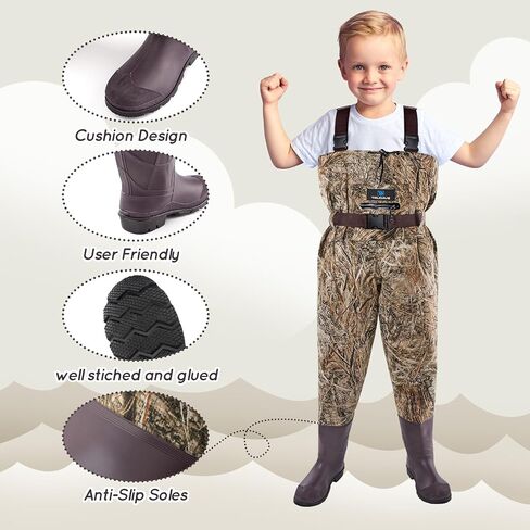 Trudave Chest Waders for Kids with Boots, Waterproof Youth Waiters for Children, Lightweight Waders for Fishing & Hunting in Saudi Arabia