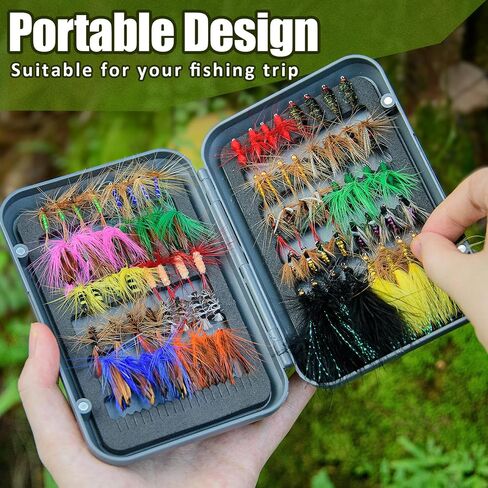 80 pcs ydiudl 3rd gen fly flies flies kit - الذباب الجاف المرتبط يدويًا بالتراوت والباس والسلمون وسمك الأسماك - أشكال شبيهة بالحياة ، سحر لصيد ذبابة المياه العذبة في الأنهار والبحيرات in Kuwait