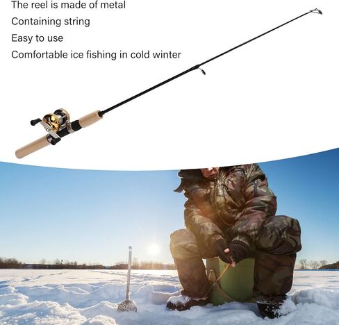 Ice Fishing Rod & Reel Combos, 2 Sinkers and Lig for Comfortable Ice Fishing in Winter, Complete Ice Fishing Gear Set for Adults in Saudi Arabia