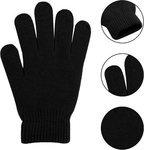 Cooraby 12 Pairs Winter Knitted Magic Gloves Stretchy Full Fingers Gloves for Men, Women or Teens in Saudi Arabia