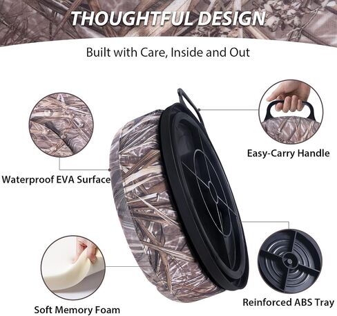 5 Gallon Bucket Seat with 3" Thick Seat Foam Cushion, 360°Swivel Bucket Lid Seat, Waterproof & Silent Bucket Seats for Dove Duck Hunting, Ice Fishing, Baseball, Camping in Saudi Arabia