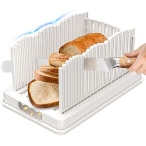 Bread Slicer for Homemade Bread, Adjustable Width Bread Slicing Guide with Crumb Catcher, BPA Free Bread Cutter for Sourdough Bread, Loafs, Sandwiches and Bagels, Dishwasher Safe & Foldable in Saudi Arabia
