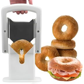 “EverDwell Bagel Slicer Guillotine – Adjustable Bagel Cutter with Stainless Steel Blade, Safety Guard & Non-Slip Base – Fits Large Bagels, Rolls & Bread (White)" in Saudi Arabia
