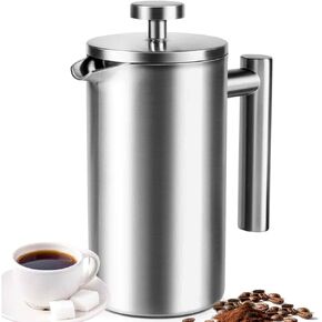 French Press 34 oz, Full Stainless Steel French Press Coffee Maker 4 Cups, Upgrated Double-Walled Insulated French Coffee Presses, Food Grade Good for Kitchen Camping, Dishwasher Safe 2 More Filters in Saudi Arabia