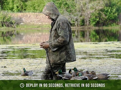 Texas Rig Decoy Weights (12-pack/48in/6oz) | Stealth Black Tangle-Free Anchors, Heavy-Duty Rustproof Stainless-Steel Cables, Compatible with Goose & Duck Decoys for Waterfowl Hunting in Saudi Arabia