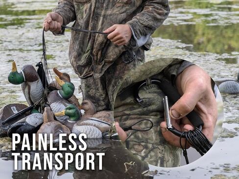Texas Rig Decoy Weights (12-pack/48in/6oz) | Stealth Black Tangle-Free Anchors, Heavy-Duty Rustproof Stainless-Steel Cables, Compatible with Goose & Duck Decoys for Waterfowl Hunting in Saudi Arabia