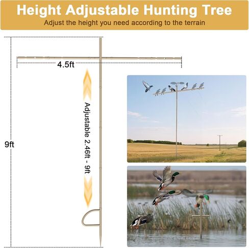 Outdoors Dove Hunting Decoys, 9 ft Height Adjustable Dove & Duck Tree Mounting Pole, Dove Decoy Stand Pole Hunting Accessories Works with Dove Decoys, Hunting Gifts (Dove Decoy Not Included) in Saudi Arabia