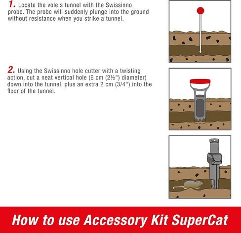 Swissinno Gopher & Vole Trap Pro Supercat - مصائد نفق + 1 مجموعة تثبيت - إجراءات مشغل مزدوجة للفئران والفئران الميدانية - سهلة الإعداد ، قابلة لإعادة الاستخدام ، مصنوعة في أوروبا in Saudi Arabia