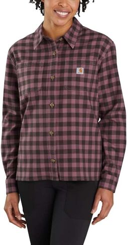 قميص Carhartt نسائي متين مرن فضفاض متوسط ​​الوزن منقوش بأكمام طويلة من الفلانيل in Saudi Arabia
