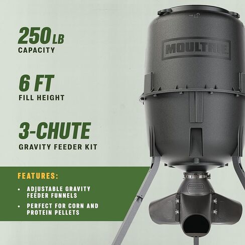 Moultrie Gravity Deer Feeder - Tripod Game Feeder - محول تحويل سهل - PELLET PELLET جاهز - إعداد وعرة بدون قوة لإدارة الغزلان in Kuwait