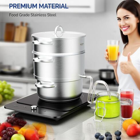 Rovsun 8.5 Quart Juice Steamer Steflible Steel ، Fruact Fruit Fruit Veatables Pott But ، W/Clamp Clamp Clamp ، مقابض حلقة ، مثالية لصنع العصير ، الهلام ، المعكرونة in Kuwait