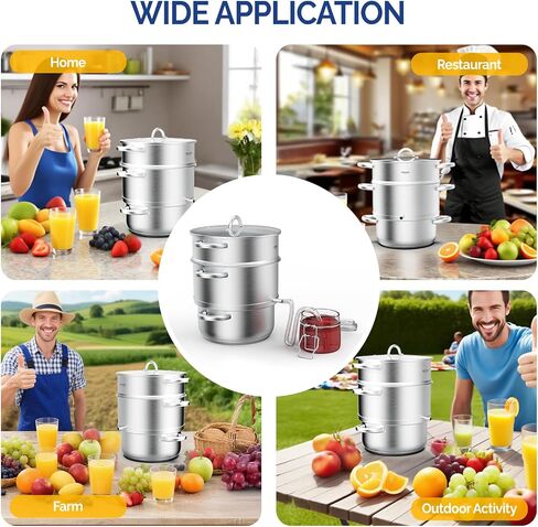 Rovsun 8.5 Quart Juice Steamer Steflible Steel ، Fruact Fruit Fruit Veatables Pott But ، W/Clamp Clamp Clamp ، مقابض حلقة ، مثالية لصنع العصير ، الهلام ، المعكرونة in Kuwait