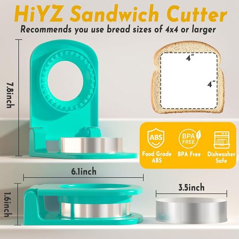HiYZ Sandwich Cutter - 5 PCS Decruster Sandwich Maker - Cookie Cutter for Kids Boys Girls - Peanut Butter and Jelly Crustless Sandwich Bread Pancake Maker (Metal Deep Blue) in Saudi Arabia