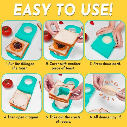 HiYZ Sandwich Cutter - 5 PCS Decruster Sandwich Maker - Cookie Cutter for Kids Boys Girls - Peanut Butter and Jelly Crustless Sandwich Bread Pancake Maker (Metal Deep Blue) in Saudi Arabia