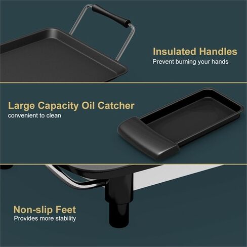 Pemberly Row Teppanyaki Top Grill Gridddle BBQ Noncstick Camping Black in Saudi Arabia