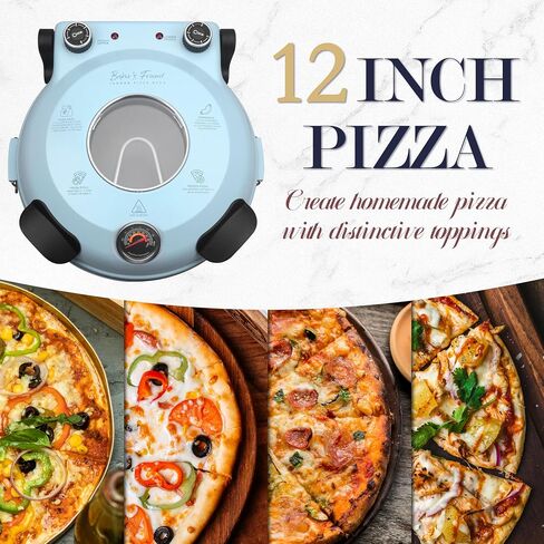Baker's Friend Electric Pizza Oven Confertop Indoor ، آلة صانع 12 بوصة للمنزل ، الطهي والشواية ، فرن من الخزف الزجاجي الممتاز ، الأزرق الشاحب in Kuwait