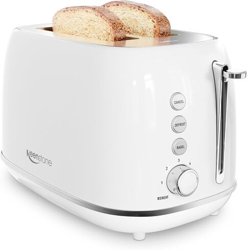 شريحة Keenstone Toaster 2 ، محمصة الفولاذ المقاوم للصدأ الفولاذ المقاوم للصدأ مع 6 مستويات بنية ، إعادة تسخين وإزالة الجليد ، لخبز الخبز ، الخبز ، أساسيات المطبخ ، صينية قابلة للإزالة ، أبيض in Kuwait