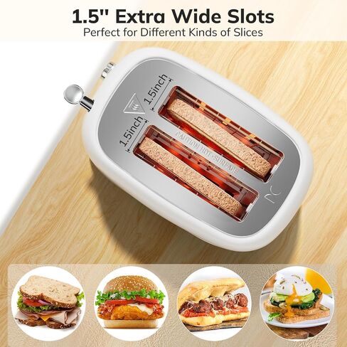 شريحة Keenstone Toaster 2 ، محمصة الفولاذ المقاوم للصدأ الفولاذ المقاوم للصدأ مع 6 مستويات بنية ، إعادة تسخين وإزالة الجليد ، لخبز الخبز ، الخبز ، أساسيات المطبخ ، صينية قابلة للإزالة ، أبيض in Kuwait