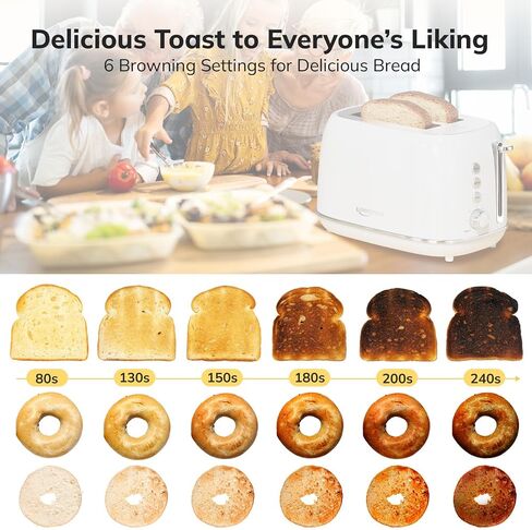 شريحة Keenstone Toaster 2 ، محمصة الفولاذ المقاوم للصدأ الفولاذ المقاوم للصدأ مع 6 مستويات بنية ، إعادة تسخين وإزالة الجليد ، لخبز الخبز ، الخبز ، أساسيات المطبخ ، صينية قابلة للإزالة ، أبيض in Kuwait